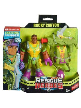 Fisher-Price Rescue Heroes Rocky Canyon Figure W/ Swinging Pick-Axe Action 3+ Ki